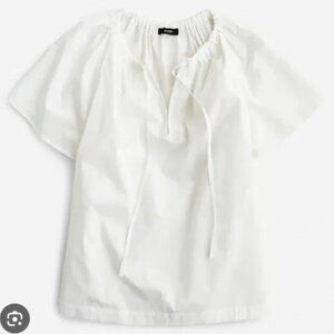 NWT! J.Crew White Poplin Tie Neck Top - XXS